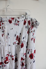 Torrid Blue & White Striped Red Floral Ruched Off The Shoulder Top | 00