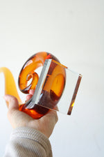 Murano Amber Glassware Twisted Swirl Abstract Sculpture