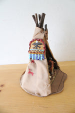 Native American Family Teepee Folk Art Sculpture