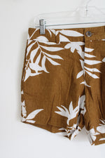 Old Navy Everyday Short Mustard Yellow Tropical Linen Blend Shorts | 2