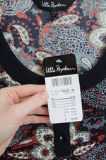 NEW Ulla Popken Navy Blue And Orange 3/4 Sleeve Button Front Top | XL