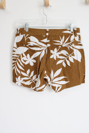 Old Navy Everyday Short Mustard Yellow Tropical Linen Blend Shorts | 2