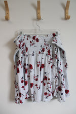 Torrid Blue & White Striped Red Floral Ruched Off The Shoulder Top | 00