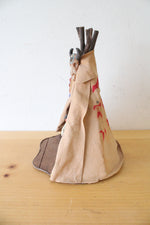 Native American Family Teepee Folk Art Sculpture