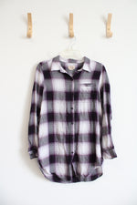 Boston Traders Purple & White Plaid Button Down Top | S