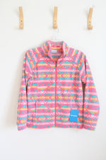 NEW Columbia Pink, Teal, And Yellow Tribal Printed Zipper Front Light Jacket | L