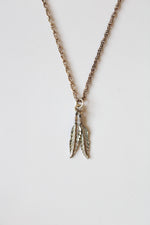 Sterling Silver Double Feather Pendant Necklace