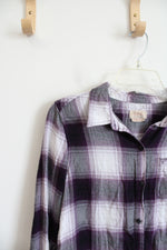 Boston Traders Purple & White Plaid Button Down Top | S