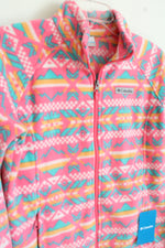 NEW Columbia Pink, Teal, And Yellow Tribal Printed Zipper Front Light Jacket | L