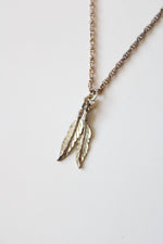 Sterling Silver Double Feather Pendant Necklace