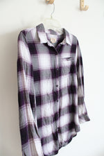 Boston Traders Purple & White Plaid Button Down Top | S