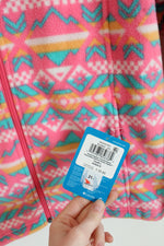 NEW Columbia Pink, Teal, And Yellow Tribal Printed Zipper Front Light Jacket | L