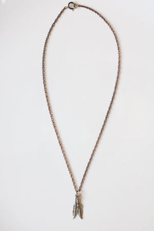 Sterling Silver Double Feather Pendant Necklace
