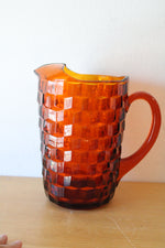 Vintage Indiana Glass Amber Cubist Pitcher