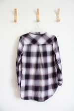 Boston Traders Purple & White Plaid Button Down Top | S