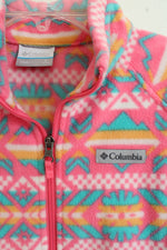 NEW Columbia Pink, Teal, And Yellow Tribal Printed Zipper Front Light Jacket | L