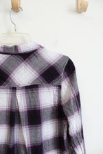 Boston Traders Purple & White Plaid Button Down Top | S