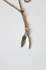 Sterling Silver Double Feather Pendant Necklace