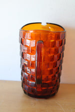 Vintage Indiana Glass Amber Cubist Pitcher