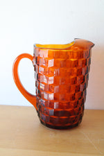 Vintage Indiana Glass Amber Cubist Pitcher