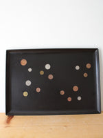 Vintage Couroc Inlaid Foreign Coins Black Tray
