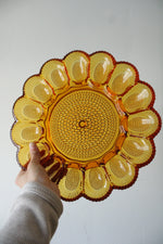 Vintage Hobnail Amber Indiana Glass Deviled Egg Plate | 11"