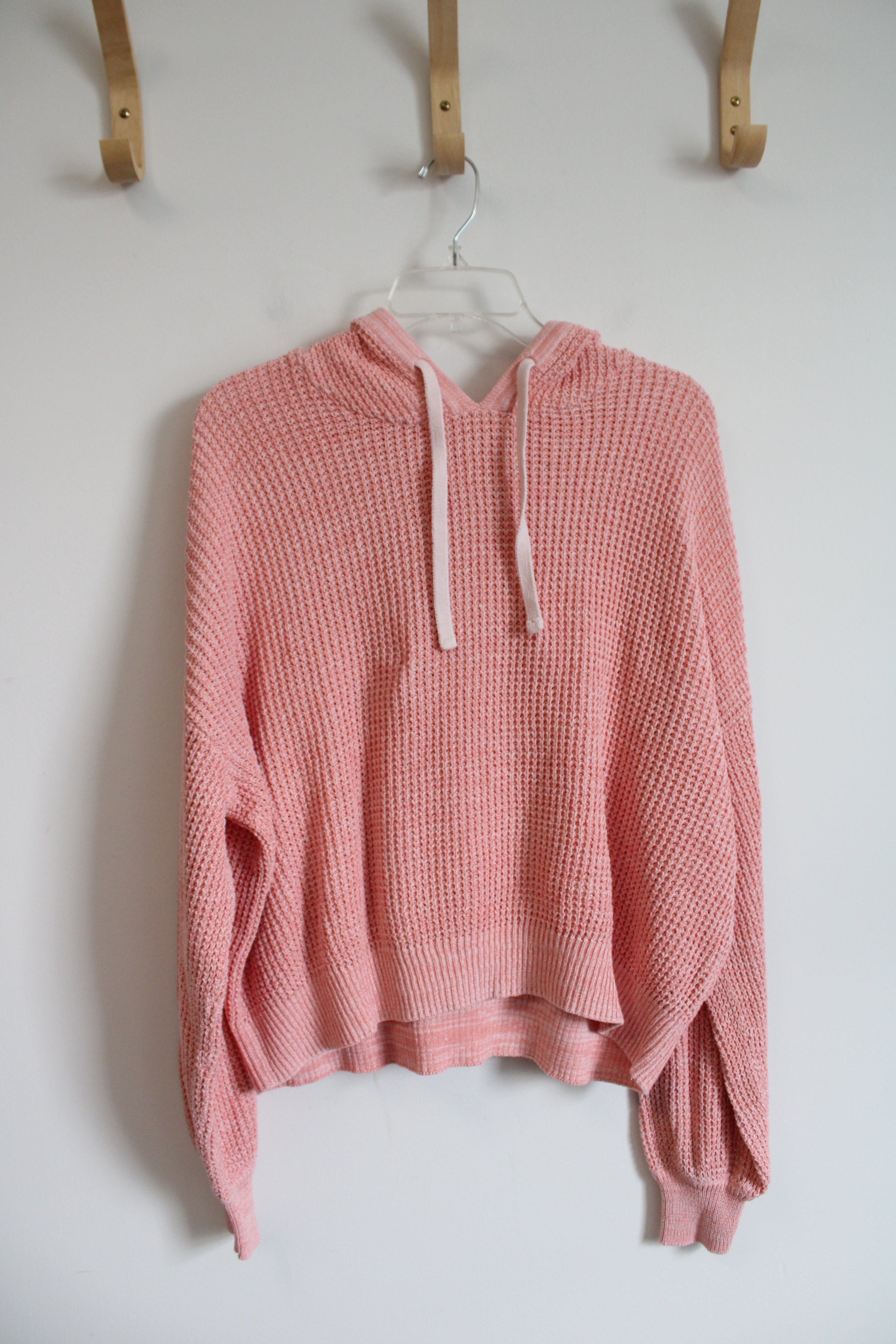 Gap Pink Waffle Knit Hooded Sweater | L