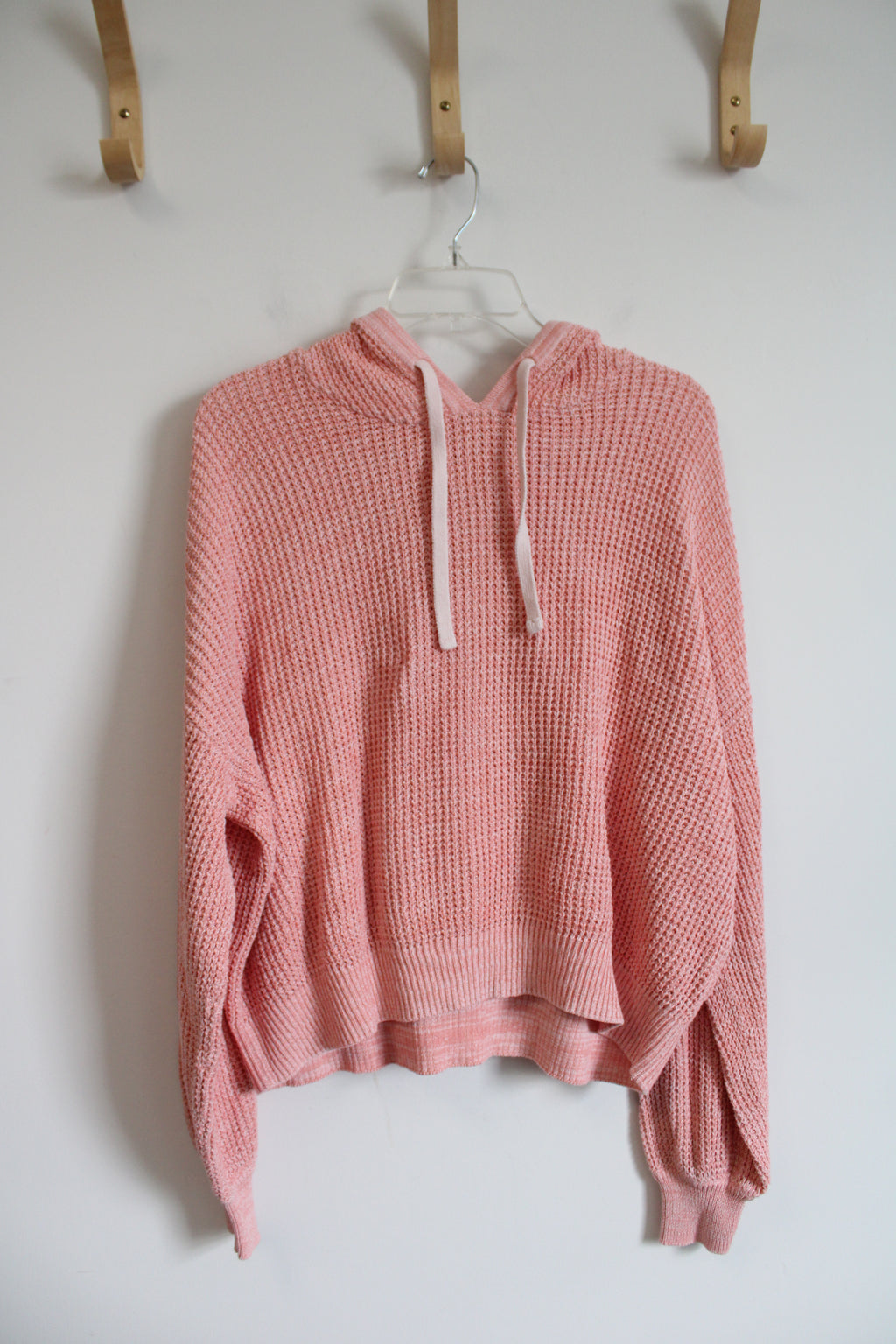 Gap Pink Waffle Knit Hooded Sweater | L