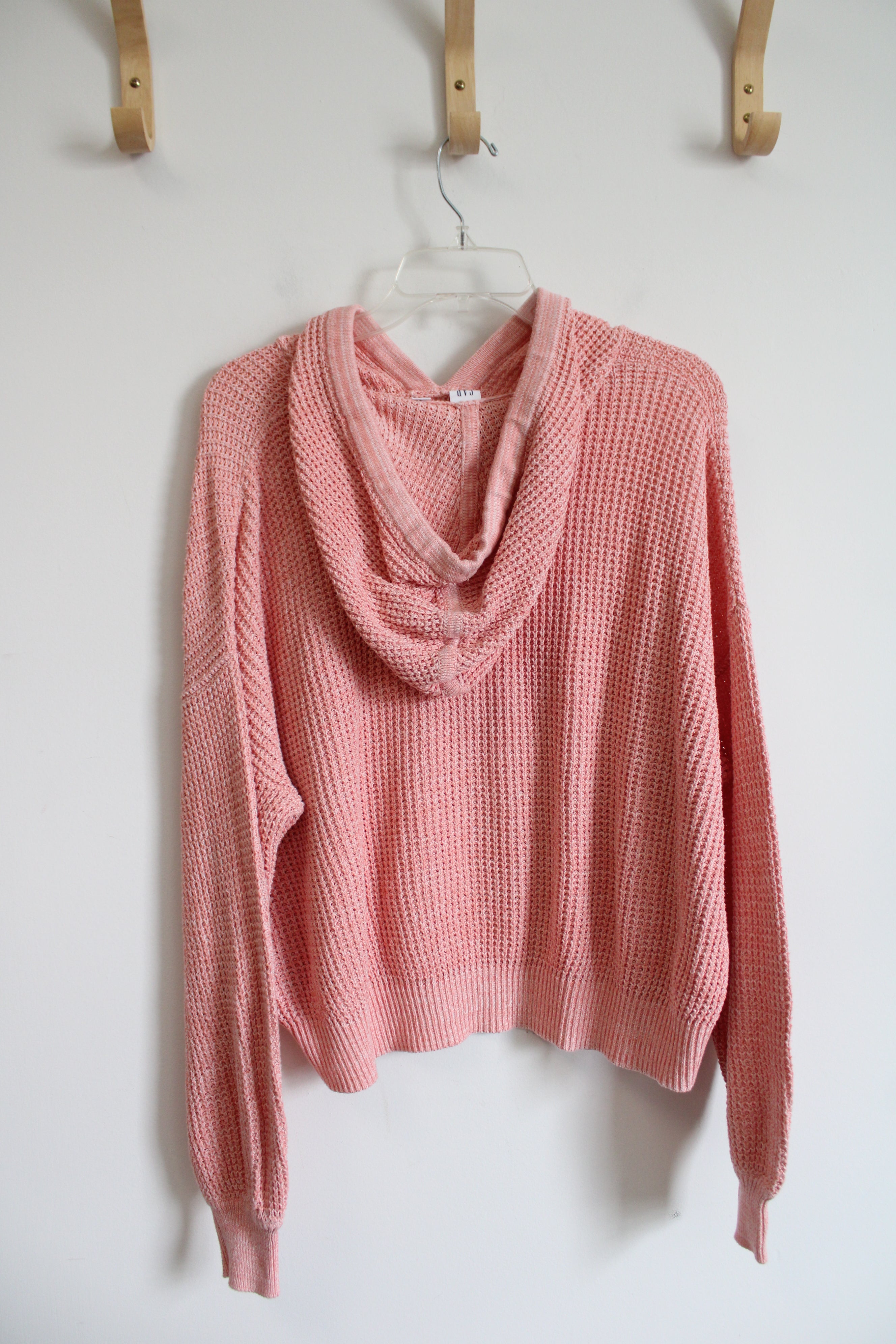 Gap Pink Waffle Knit Hooded Sweater | L