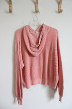 Gap Pink Waffle Knit Hooded Sweater | L