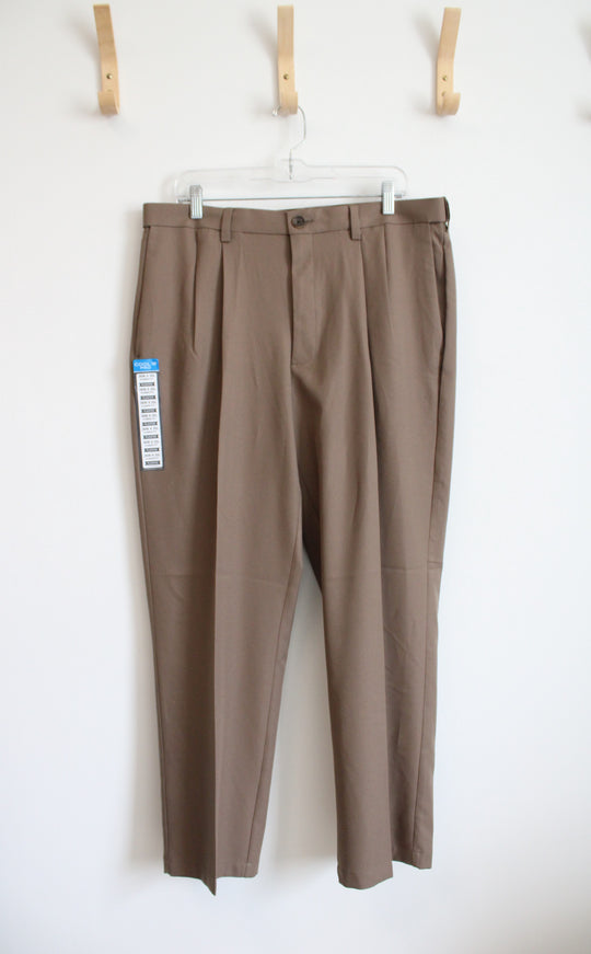 NEW Haggar Cool 18 Pro Classic Fit Brown Pants | 36X30