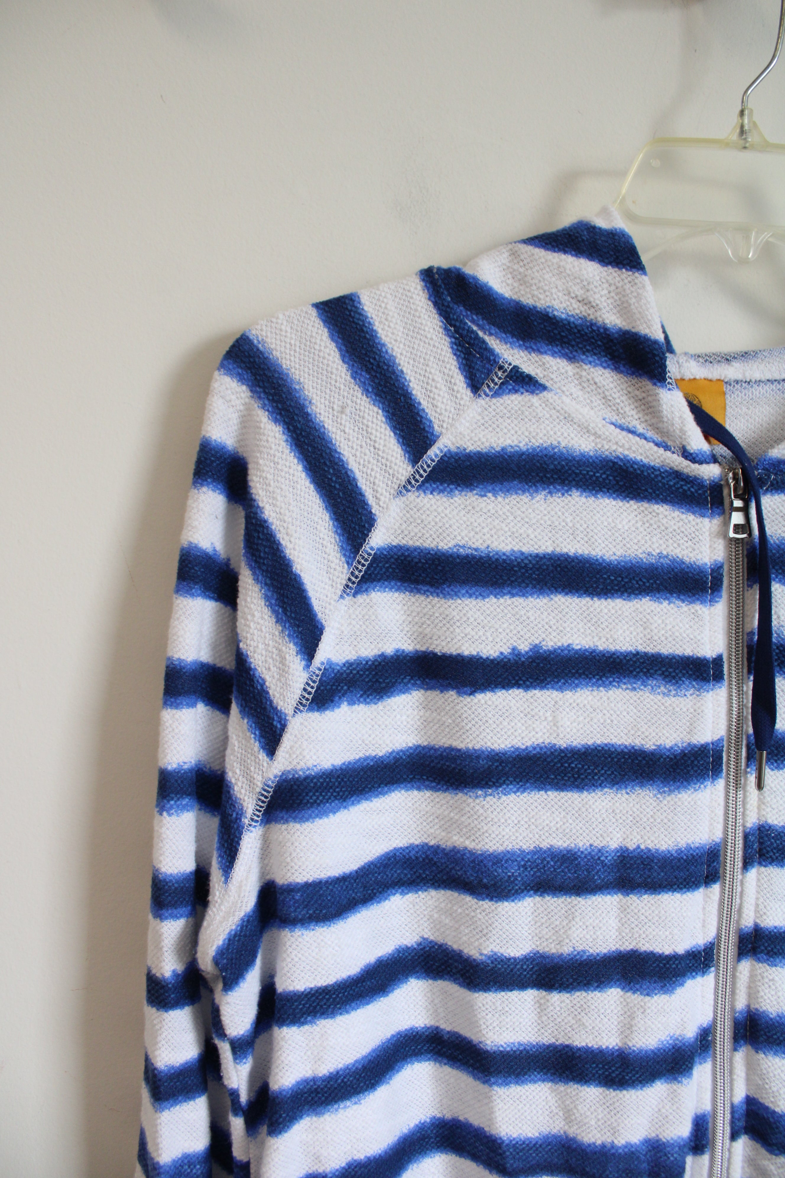 Ruby Rd. Blue & White Striped Full Zip Jacket | XL