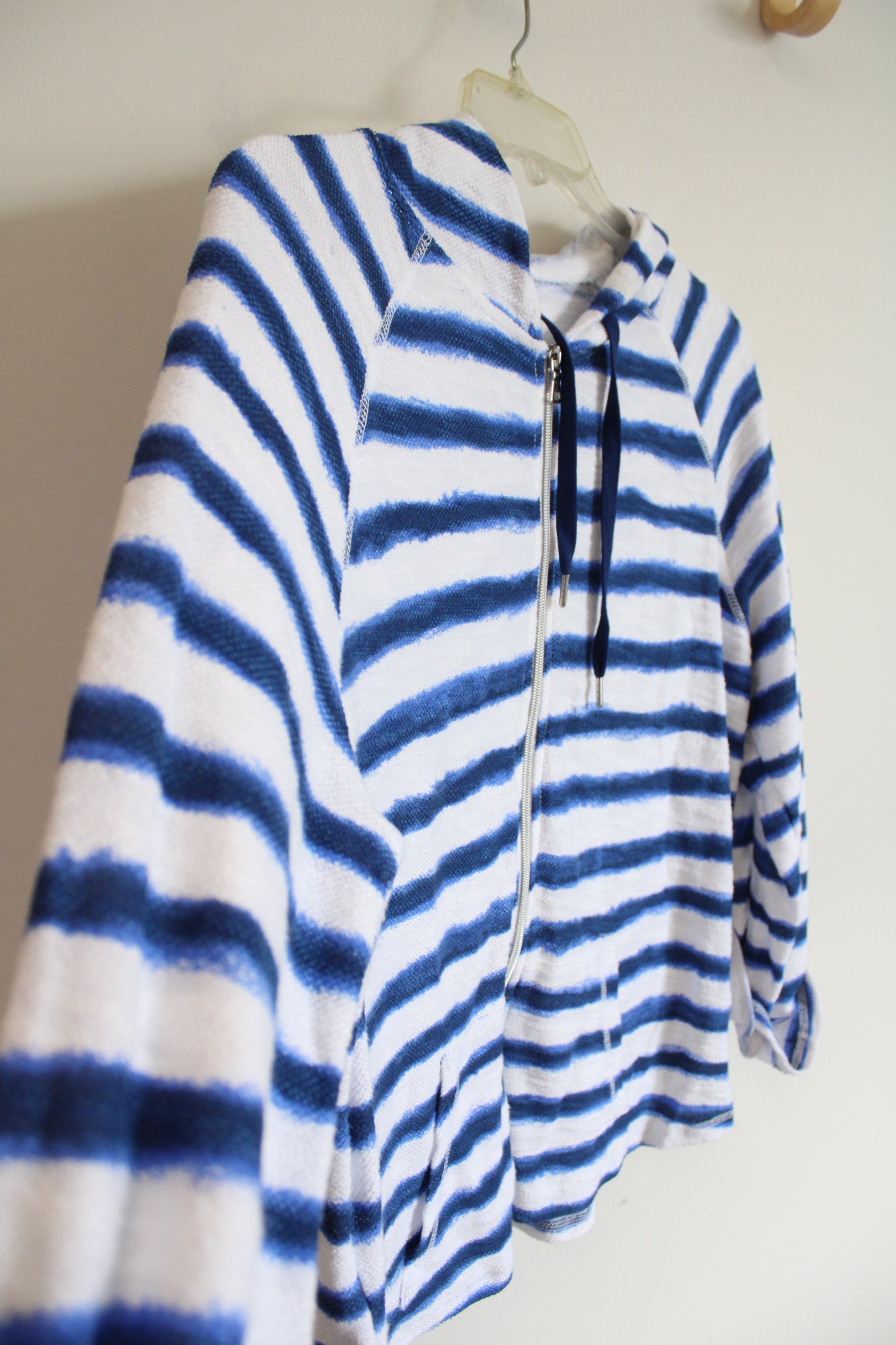 Ruby Rd. Blue & White Striped Full Zip Jacket | XL