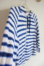 Ruby Rd. Blue & White Striped Full Zip Jacket | XL