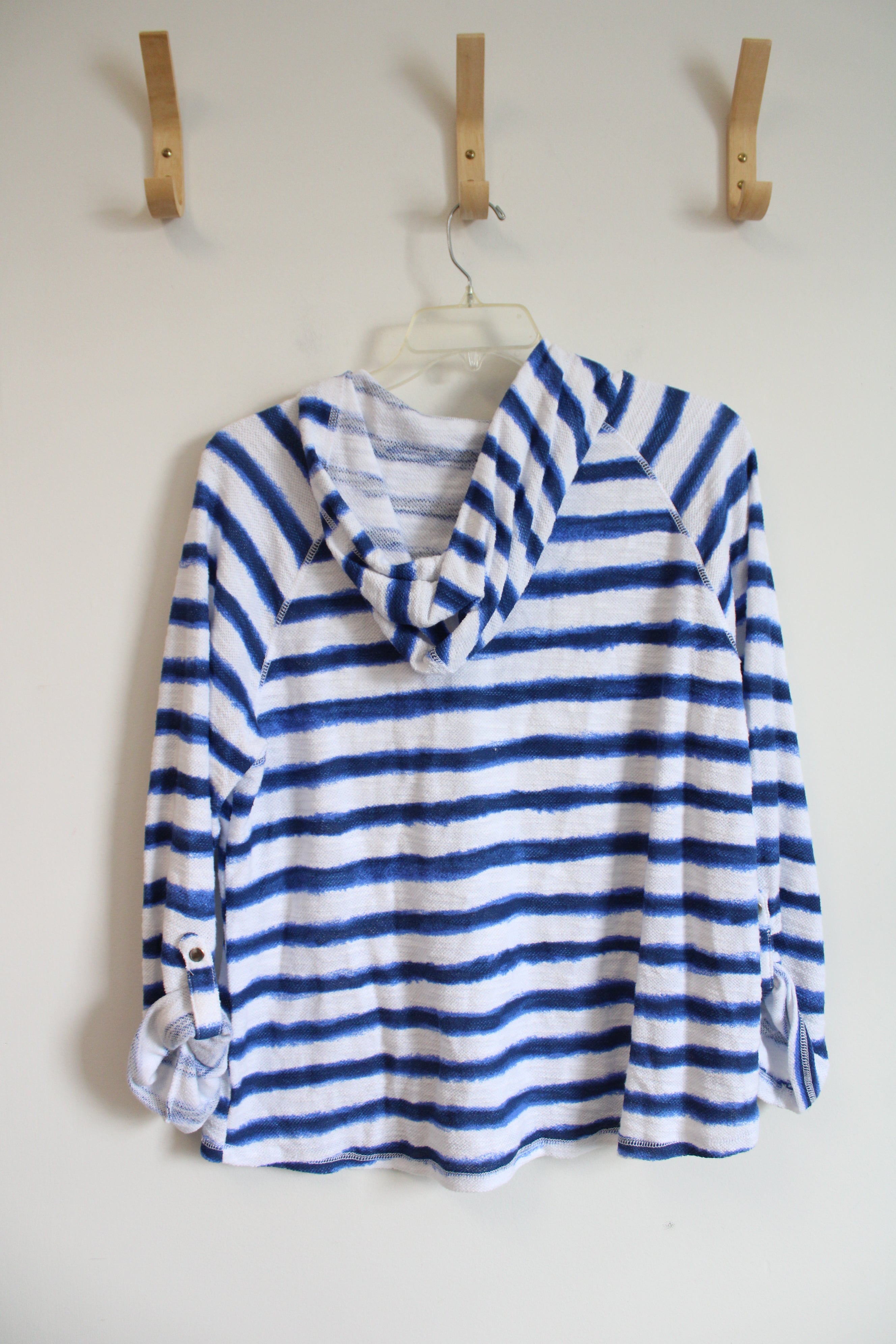 Ruby Rd. Blue & White Striped Full Zip Jacket | XL