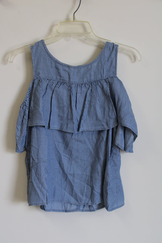 NEW So Blue Striped Cold Shoulder Top | M