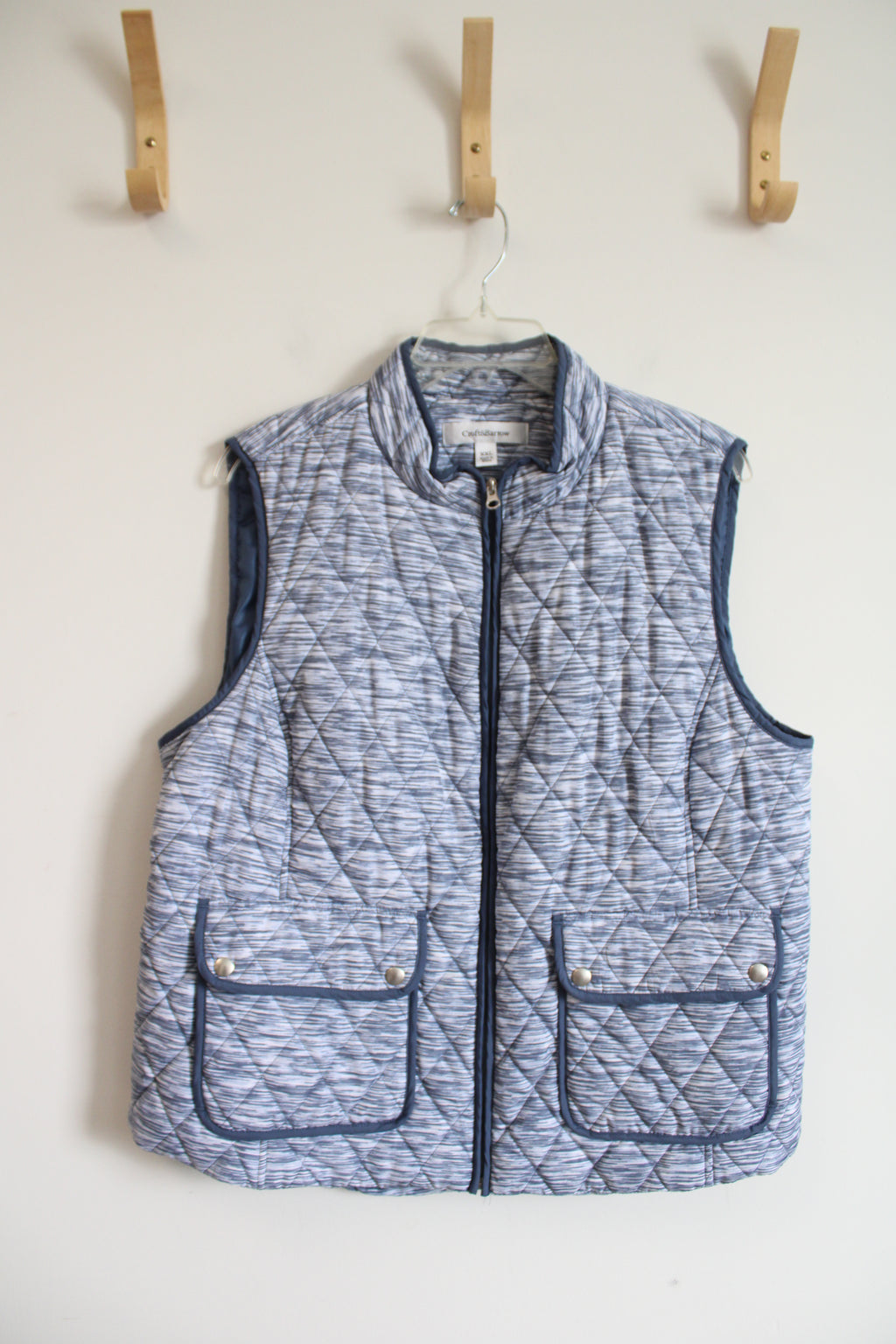Croft & Barrow Dusty Blue & White Full Zip Vest | XXL