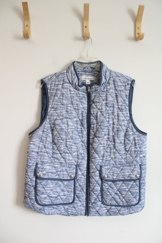 Croft & Barrow Dusty Blue & White Full Zip Vest | XXL