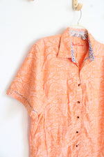 Robert Graham Orange Paisley Print Short Sleeve | XL