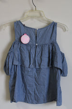 NEW So Blue Striped Cold Shoulder Top | M