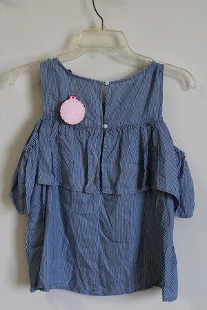 NEW So Blue Striped Cold Shoulder Top | M