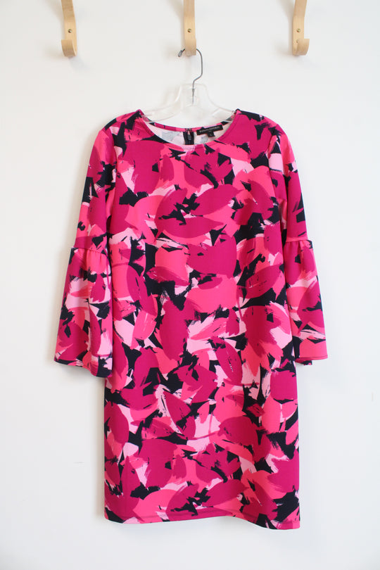 Banana Republic Pink & Navy Patterned Bell Sleeve Shift Dress | S