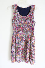 Jane & Delancey Pink Blue Chiffon Pleated Floral Dress | M