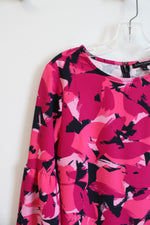 Banana Republic Pink & Navy Patterned Bell Sleeve Shift Dress | S