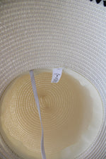 Lucky7 Cream Black Ribbon Pearl Floppy Sun Hat