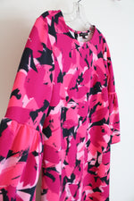 Banana Republic Pink & Navy Patterned Bell Sleeve Shift Dress | S