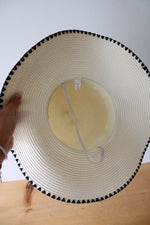 Lucky7 Cream Black Ribbon Pearl Floppy Sun Hat