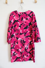 Banana Republic Pink & Navy Patterned Bell Sleeve Shift Dress | S