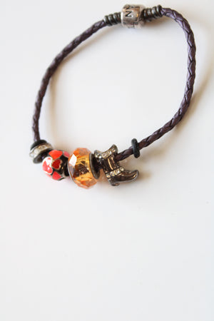 Pandora Cowgirl Boot Charm Rope Bracelet