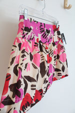 NEW Sele Brown Pink & Tan Floral Mini Skirt | S